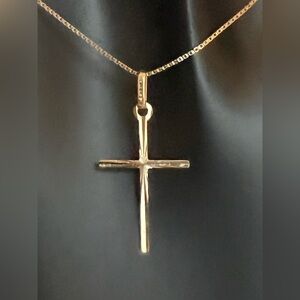 Vintage 14k Yellow Gold Cross and Loop on Italian 10k Yellow Gold Chain
